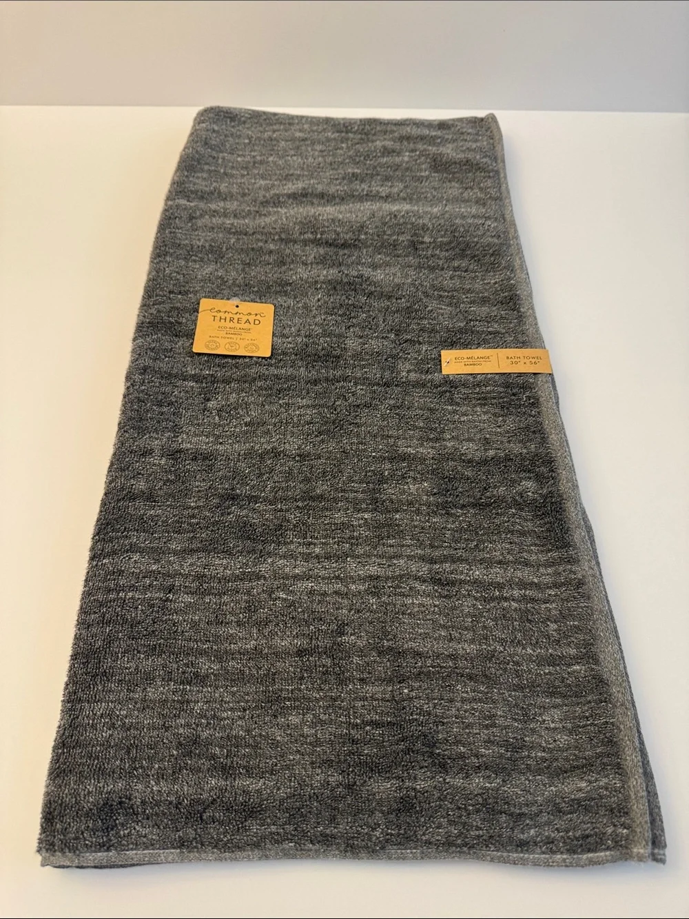 2pc COMMON THREAD Eco-Melange Bamboo/Cotton Bath Towel Set - Heather Dark Grey